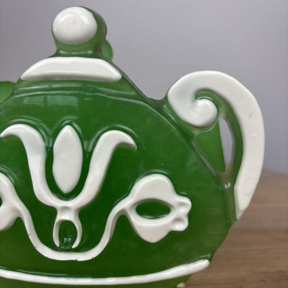 Vintage Lucite Green Teapot Coffee Napkin Holder 60s 70s Retro MCM Kitchen Decor - Picture 8 of 16